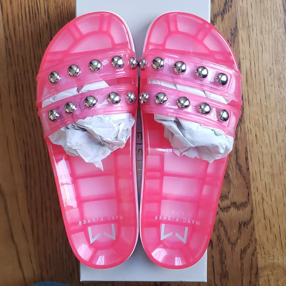 NIB Marc Fisher LTD Pink Jelly Trent Platform Sandal Women's Size 6